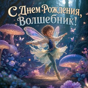 Открытка с днем рождения с феей