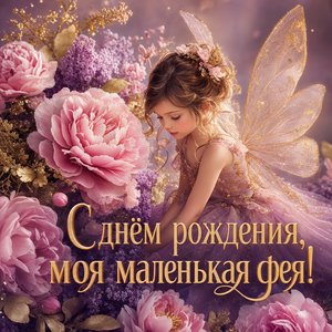 Открытка с днем рождения с феей