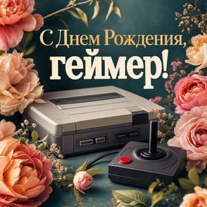 Открытка с днем рождения с консолью