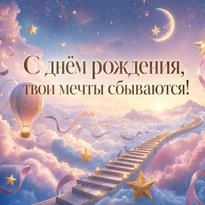 Открытка с днем рождения с миром мечты