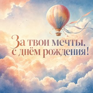 Открытка с днем рождения с облаками