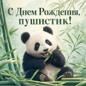 Открытка с днем рождения с пушистым пандой