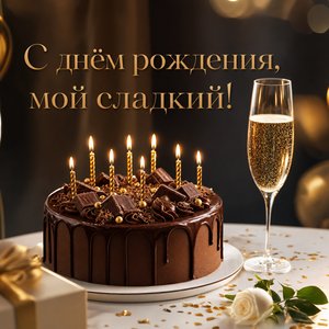 Открытка с днем рождения с роскошным тортом