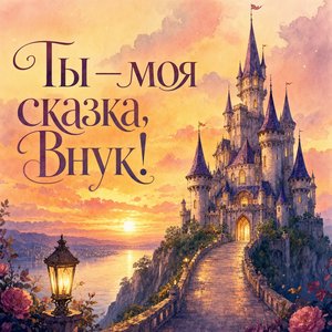 Открытка с Днем Рождения с сказочным замком