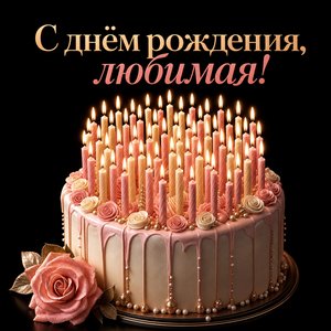 Открытка с днём рождения с свечами на торте
