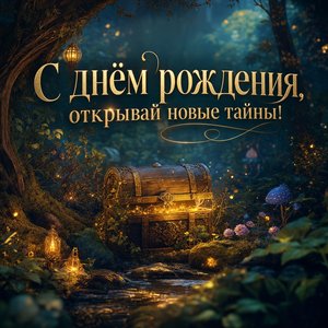 Открытка с днем рождения с тайной леса