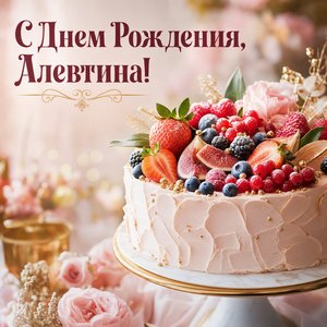 Открытка с Днем Рождения с тортом
