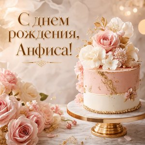 Открытка с Днем Рождения с тортом