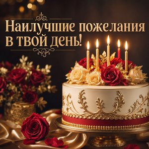 Открытка с днем рождения с тортом и свечами