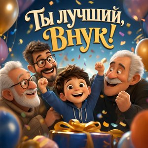 Открытка с Днем Рождения с улыбающимися персонажами