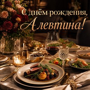 Открытка с Днем Рождения с ужином