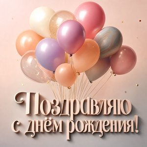 Открытка с днём рождения с весёлыми шарами