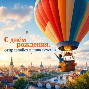 Открытка с днем рождения с воздушными приключениями