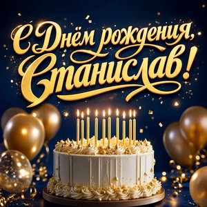 Открытка с Днем Рождения Станиславу, Стасу с праздничным тортом и свечами