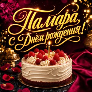 Открытка с Днем Рождения Тамаре с тортом и свечой