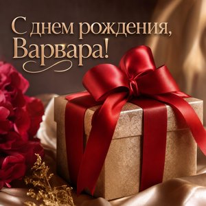 Открытка с Днем Рождения Варваре с подарком