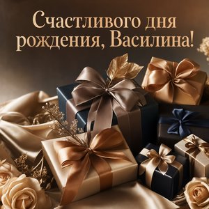 Открытка с Днем Рождения Василине с подарками