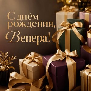 Открытка с Днём Рождения Венере с подарками