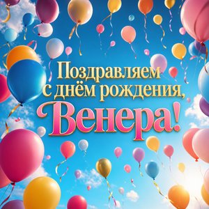 Открытка с Днём Рождения Венере с воздушными шарами