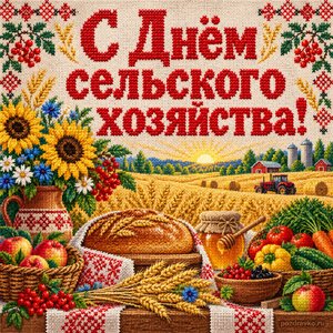 Открытка «С Днём сельского хозяйства!» с праздничным урожаем