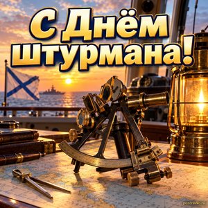 Открытка «С Днём штурмана!» с секстантом