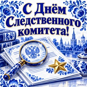 Открытка «С Днём Следственного комитета!» с лупой