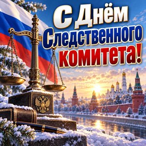 Открытка «С Днём Следственного комитета!» с весами