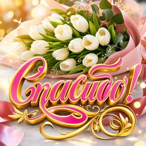 Открытка ко Всемирному дню «спасибо» с букетом белых тюльпанов
