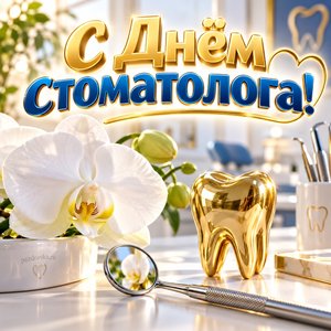 Открытка «С Днём стоматолога!» с орхидеей