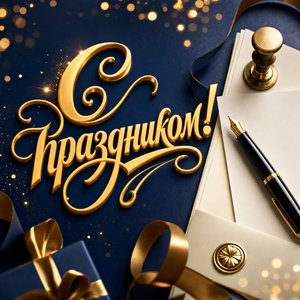 Открытка на День судебного пристава с папкой документов и печатью