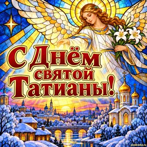 Открытка «С Днём святой Татианы!» с ангелом