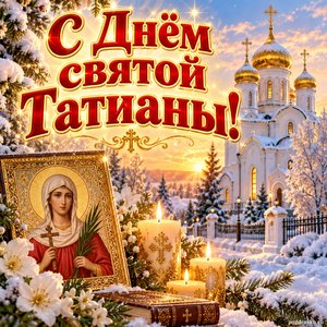 Открытка «С Днём святой Татианы!» с храмом