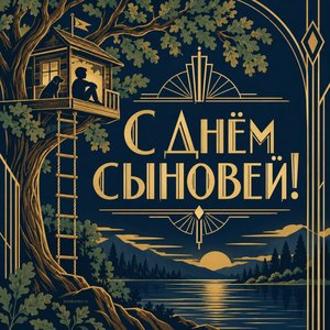Открытка «С Днём сыновей!» с домиком на дереве