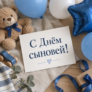 Открытка «С Днём сыновей!» с синими шарами