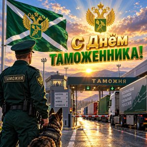 Открытка «С Днём таможенника!» с пунктом пропуска