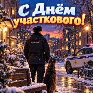Открытка «С Днём участкового!» с тихим двором