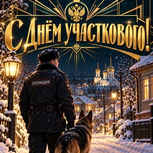 Открытка «С Днём участкового!» с участковым на улице