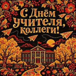 Открытка «С Днём учителя, коллеги!» с бумажными самолётиками