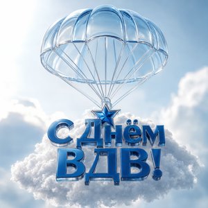 Открытка с Днём ВДВ с прозрачным парашютом