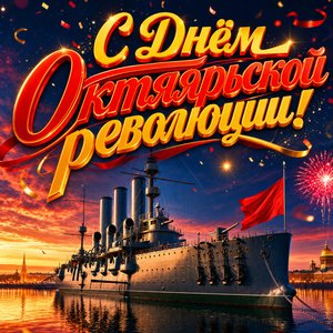 Открытка с Днём Великой Октябрьской революции 7 ноября