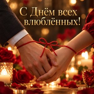 Открытка «С Днём всех влюблённых!» с руками влюблённых