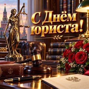 Открытка «С Днём юриста!» с весами правосудия
