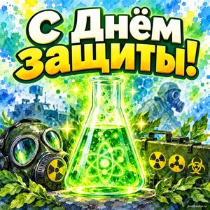 Открытка «С Днём защиты!» с колбой
