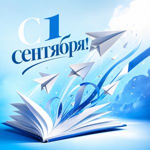 Открытка с Днём знаний с бумажными самолётиками