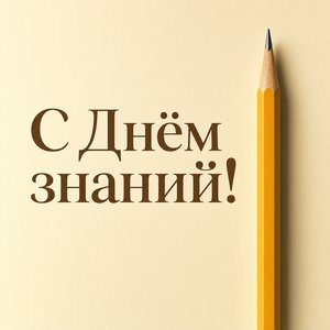 Открытка с Днём знаний с жёлтым карандашом