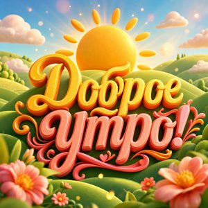 Открытка доброе утро с солнцем над холмами