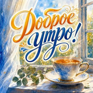 Открытка доброе утро с чашкой чая у окна