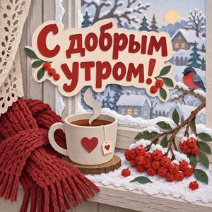 Открытка «С добрым утром!» с первым снегом
