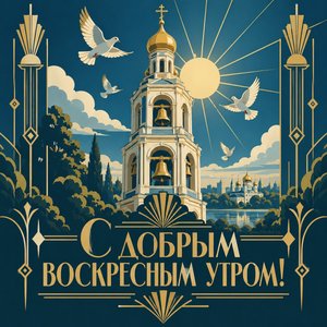 Открытка «С добрым воскресным утром!» с колокольней