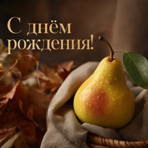 Открытка с грушей на День Рождения
